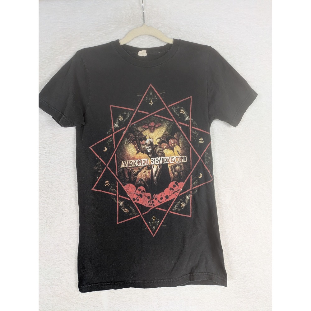 Avenged Sevenfold T-Shirt Men's Size S Black Graphic Band Rock Skulls Logo